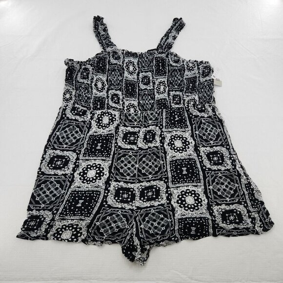 Nordstrom BP. Smocked Bodice Romper In Black Bandanmix Womens Size 3X - Picture 1 of 6